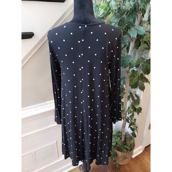 Old Navy Women Black Polka Dot Round Neck Long Sleeve Knee Length Sheath Dress S - Picture 2 of 11